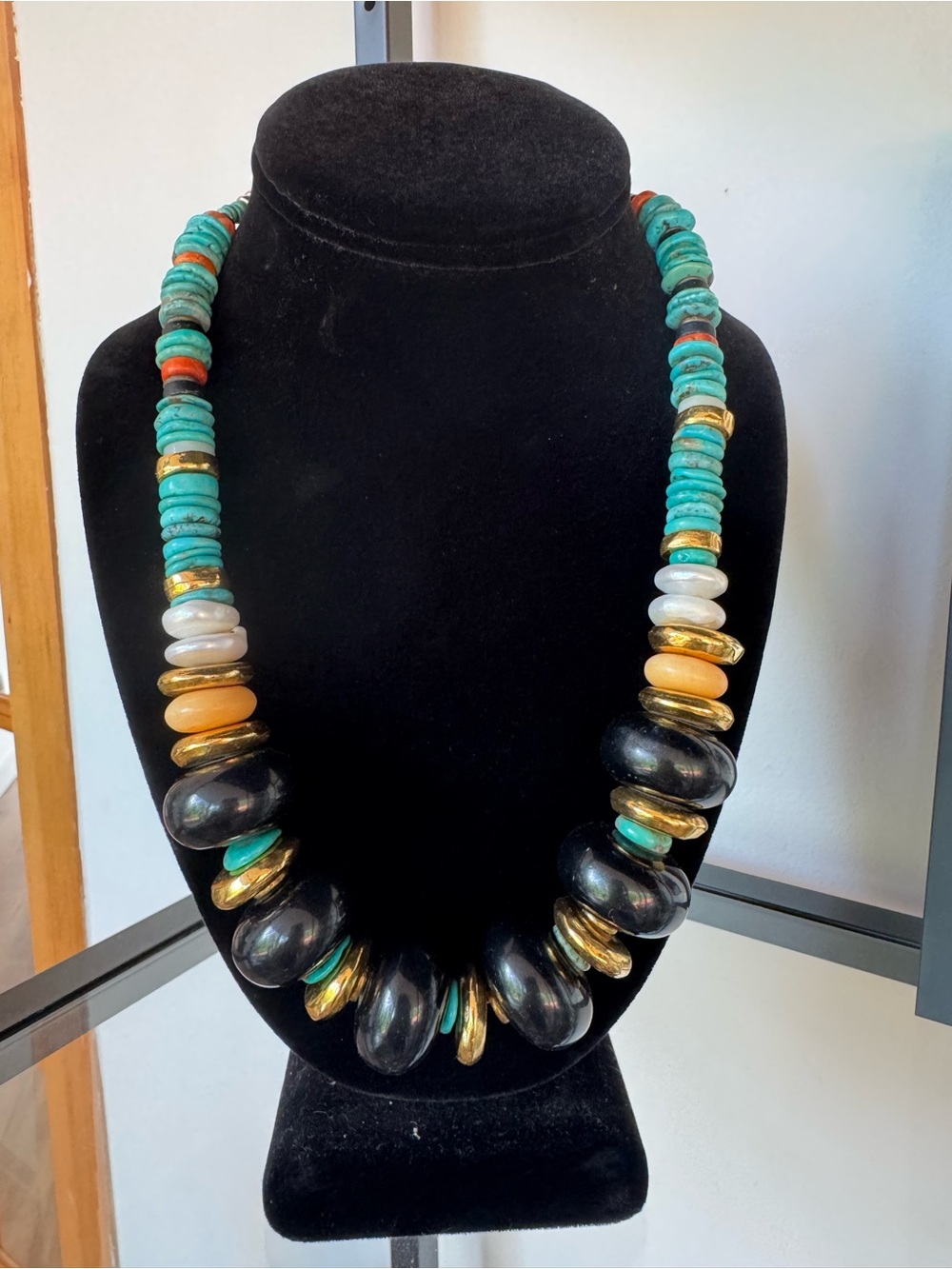 Lizzie Fortunato Turquoise & Black Statement Necklace